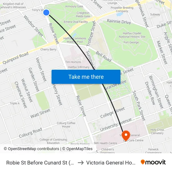 Robie St Before Cunard St (8206) to Victoria General Hospital map