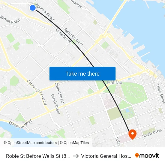 Robie St Before Wells St (8207) to Victoria General Hospital map