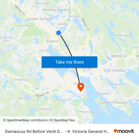 Damascus Rd Before Verdi Dr (8200) to Victoria General Hospital map
