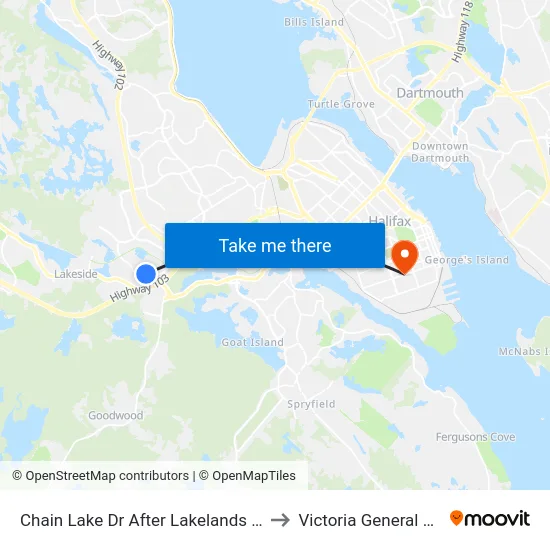 Chain Lake Dr After Lakelands Blvd (6375) to Victoria General Hospital map