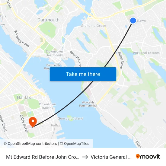 Mt Edward Rd Before John Cross Dr (7261) to Victoria General Hospital map