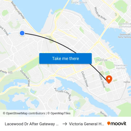 Lacewood Dr After Gateway Rd (7074) to Victoria General Hospital map