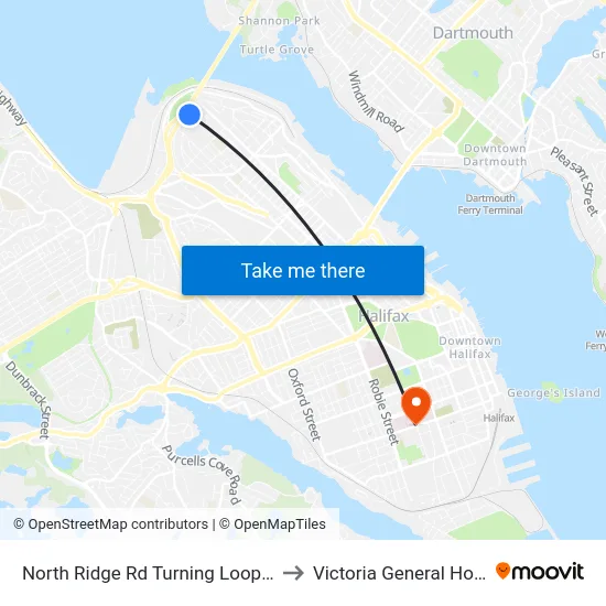 North Ridge Rd Turning Loop (8165) to Victoria General Hospital map