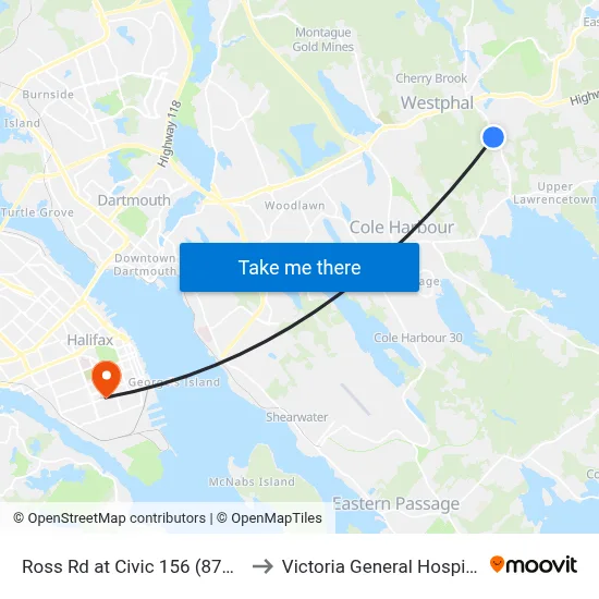 Ross Rd at Civic 156 (8764) to Victoria General Hospital map