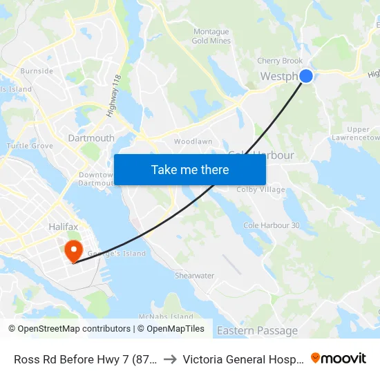 Ross Rd Before Hwy 7 (8766) to Victoria General Hospital map
