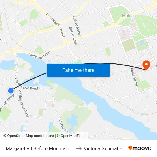 Margaret Rd Before Mountain Rd (7182) to Victoria General Hospital map