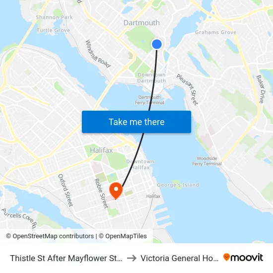 Thistle St After Mayflower St (8386) to Victoria General Hospital map