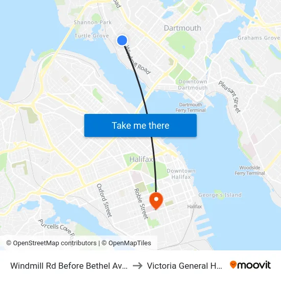 Windmill Rd Before Bethel Ave (8545) to Victoria General Hospital map