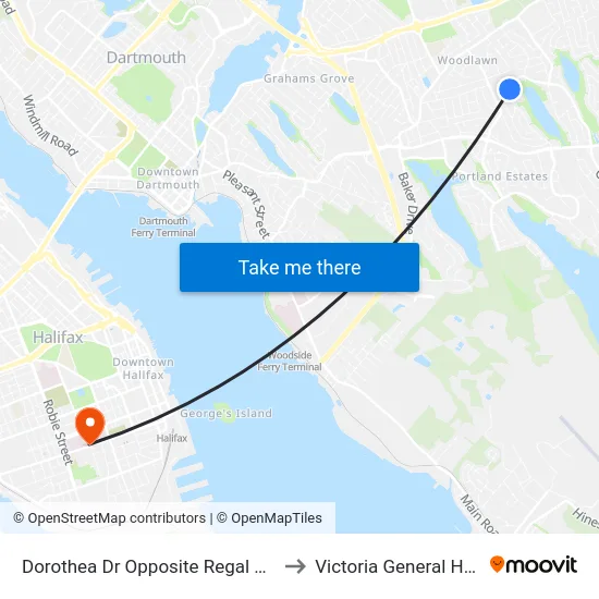 Dorothea Dr Opposite Regal Rd (6576) to Victoria General Hospital map