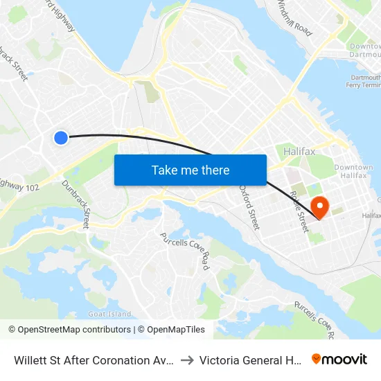 Willett St After Coronation Ave (8490) to Victoria General Hospital map