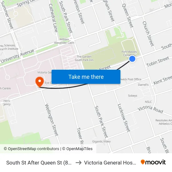 South St After Queen St (8292) to Victoria General Hospital map