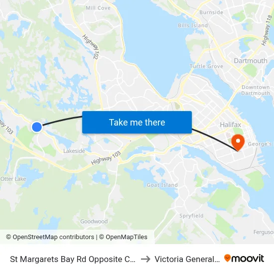 St Margarets Bay Rd Opposite Civic 1982 (6143) to Victoria General Hospital map