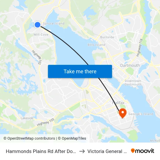 Hammonds Plains Rd After Doyle St (6784) to Victoria General Hospital map