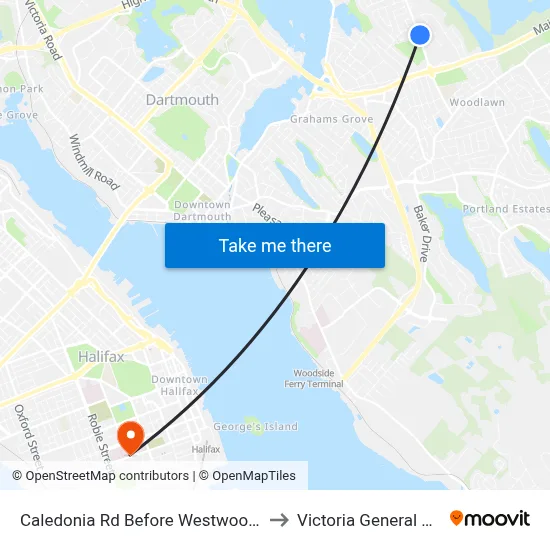 Caledonia Rd Before Westwood Dr (6360) to Victoria General Hospital map
