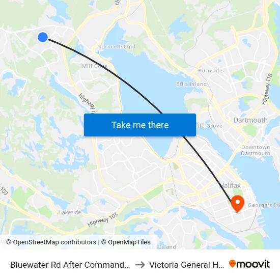 Bluewater Rd After Command Ct (7216) to Victoria General Hospital map