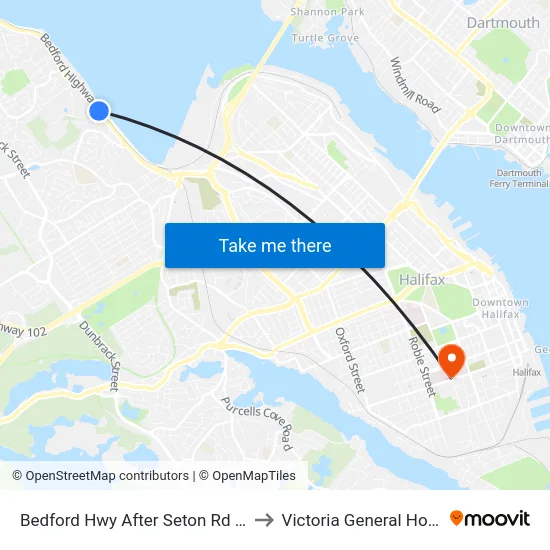 Bedford Hwy After Seton Rd (6217) to Victoria General Hospital map