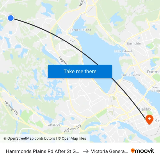 Hammonds Plains Rd After St George Blvd (6817) to Victoria General Hospital map