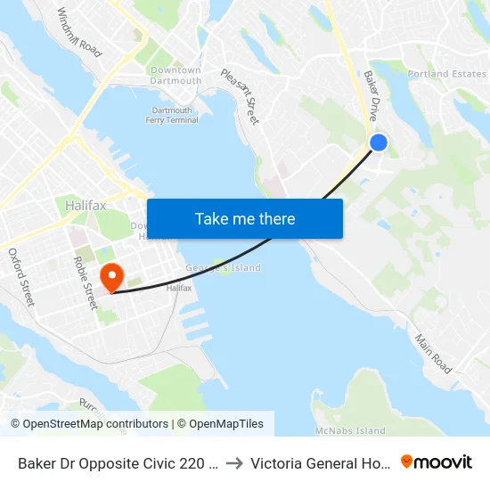 Baker Dr Opposite Civic 220 (8848) to Victoria General Hospital map