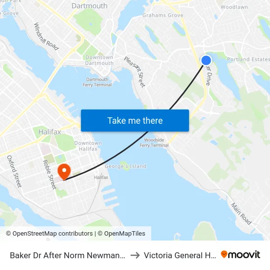 Baker Dr After Norm Newman Dr (8841) to Victoria General Hospital map