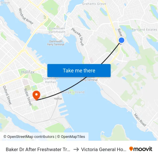Baker Dr After Freshwater Tr (8843) to Victoria General Hospital map