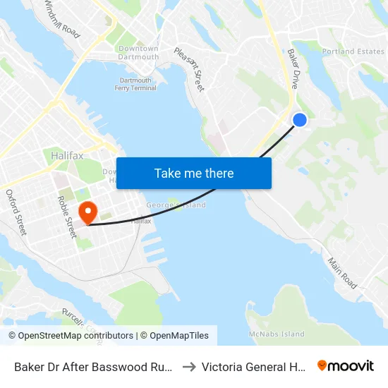 Baker Dr After Basswood Run (8846) to Victoria General Hospital map