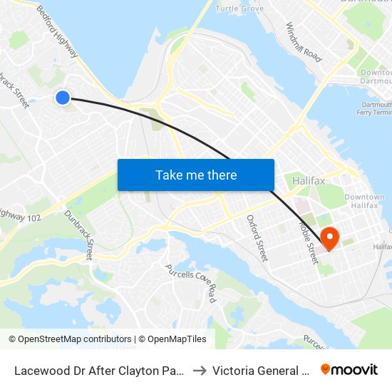 Lacewood Dr After Clayton Park Dr (7066) to Victoria General Hospital map