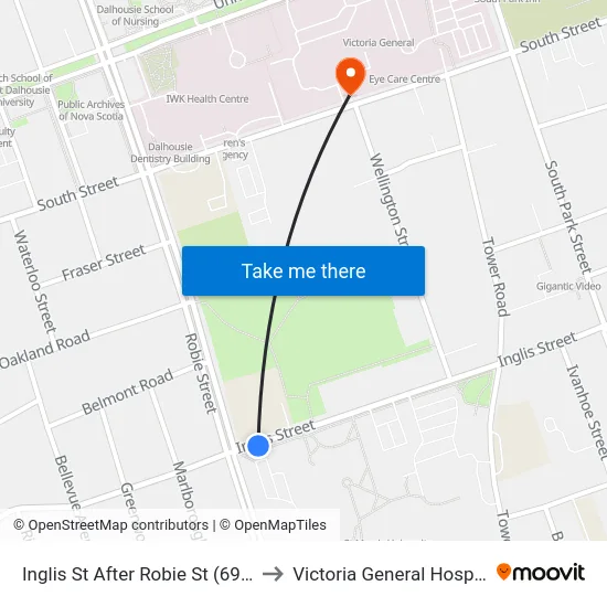 Inglis St After Robie St (6962) to Victoria General Hospital map
