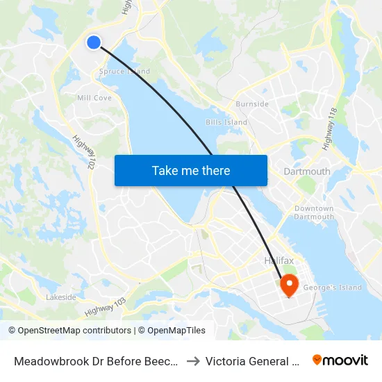 Meadowbrook Dr Before Beech St (7191) to Victoria General Hospital map