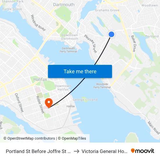 Portland St Before Joffre St (8028) to Victoria General Hospital map