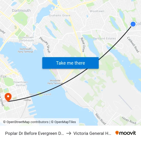 Poplar Dr Before Evergreen Dr (8027) to Victoria General Hospital map