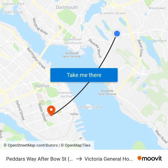 Peddars Way After Bow St (7442) to Victoria General Hospital map