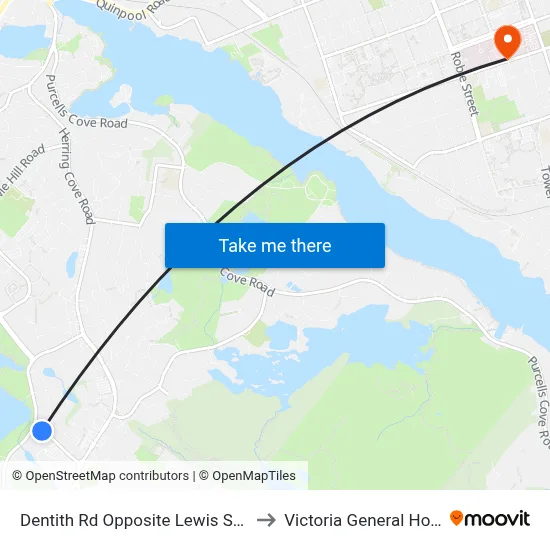 Dentith Rd Opposite Lewis St (6562) to Victoria General Hospital map
