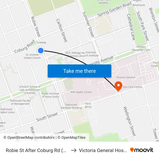 Robie St After Coburg Rd (8186) to Victoria General Hospital map