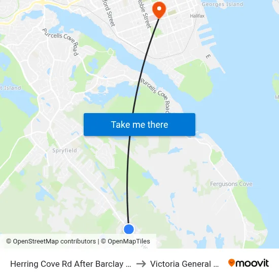 Herring Cove Rd After Barclay Ave (6878) to Victoria General Hospital map