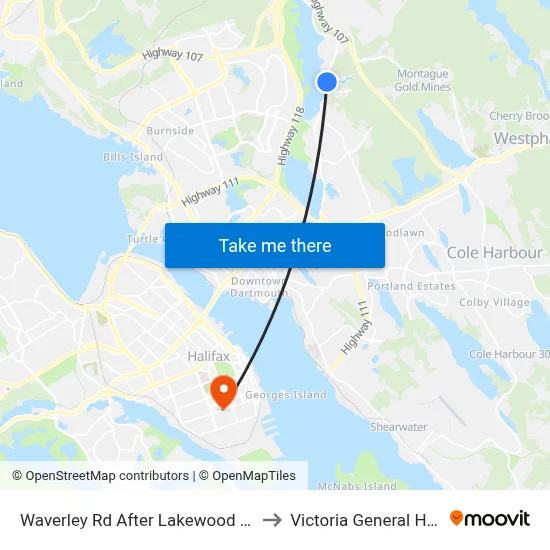 Waverley Rd After Lakewood Ct (8444) to Victoria General Hospital map