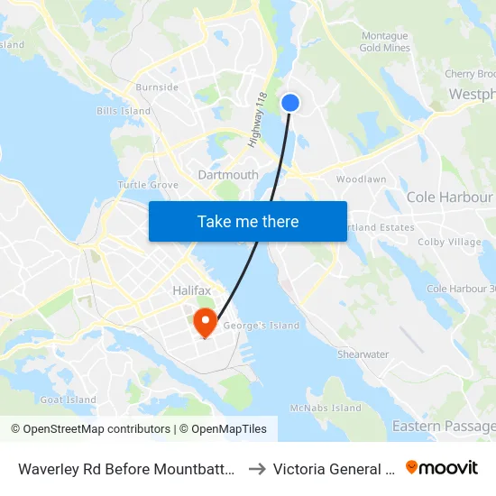Waverley Rd Before Mountbatten Ave (8447) to Victoria General Hospital map