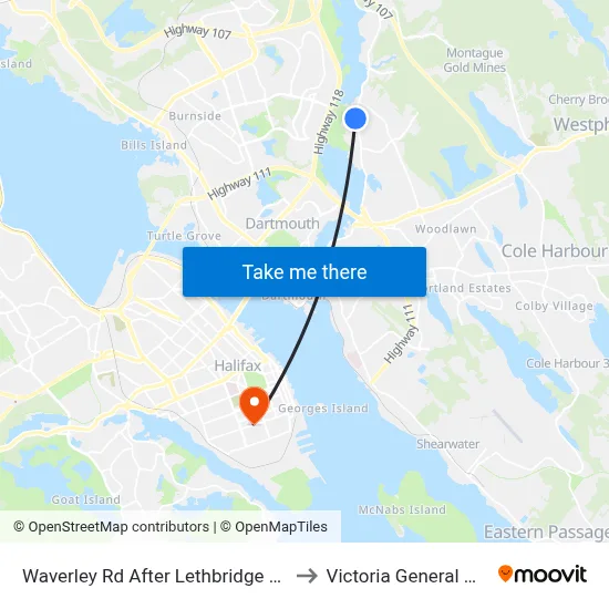 Waverley Rd After Lethbridge Ave (8440) to Victoria General Hospital map