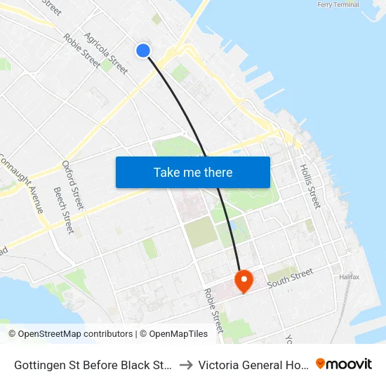 Gottingen St Before Black St (6777) to Victoria General Hospital map