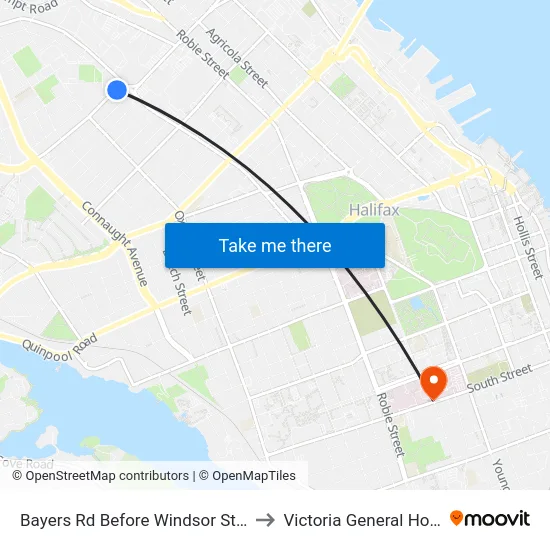 Bayers Rd Before Windsor St (6191) to Victoria General Hospital map