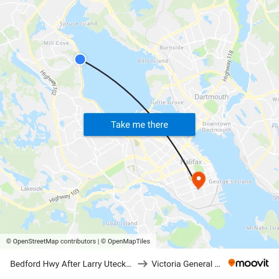 Bedford Hwy After Larry Uteck Blvd (6220) to Victoria General Hospital map