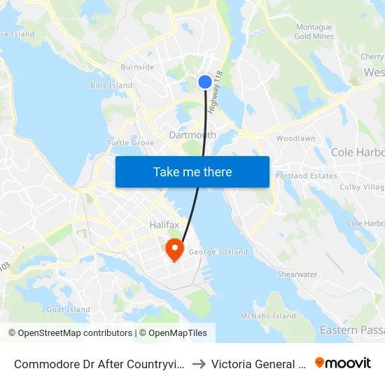 Commodore Dr After Countryview Dr (8853) to Victoria General Hospital map