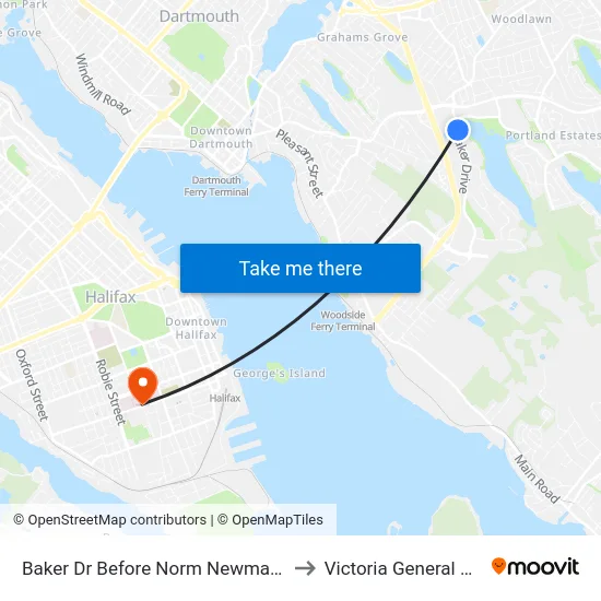 Baker Dr Before Norm Newman Dr (8852) to Victoria General Hospital map