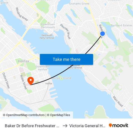 Baker Dr Before Freshwater Tr (8850) to Victoria General Hospital map