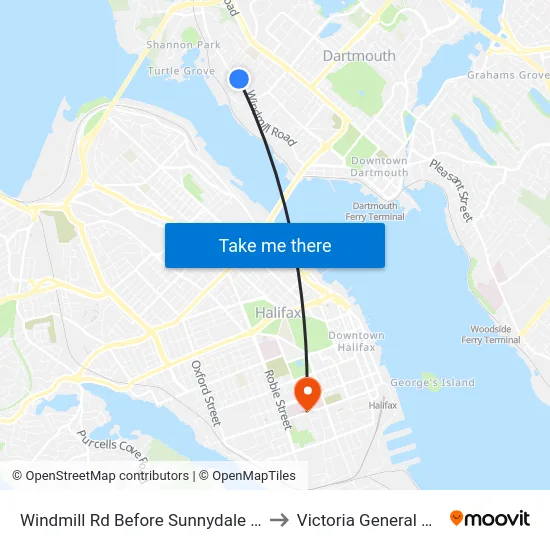 Windmill Rd Before Sunnydale Ave (8529) to Victoria General Hospital map