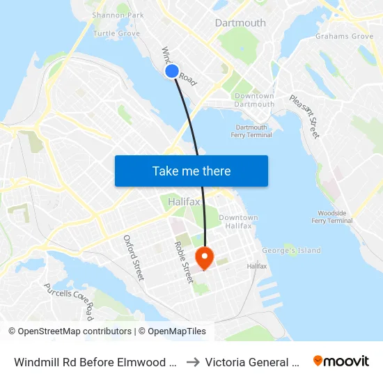 Windmill Rd Before Elmwood Ave (8523) to Victoria General Hospital map