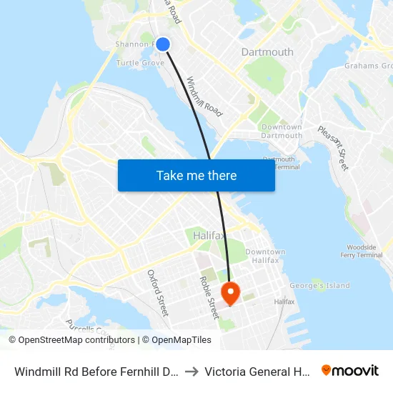 Windmill Rd Before Fernhill Dr (8521) to Victoria General Hospital map