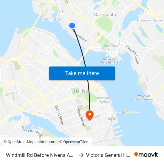 Windmill Rd Before Nivens Ave (8526) to Victoria General Hospital map