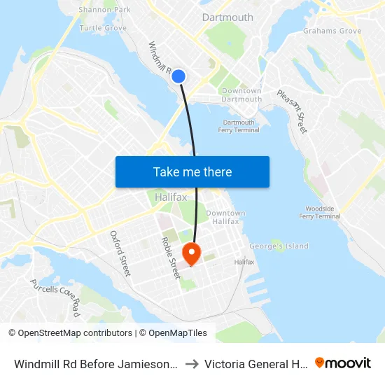 Windmill Rd Before Jamieson St (8525) to Victoria General Hospital map
