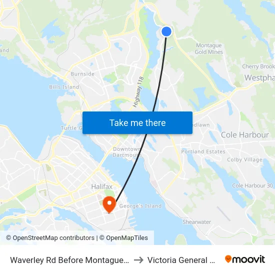 Waverley Rd Before Montague Rd (8457) to Victoria General Hospital map