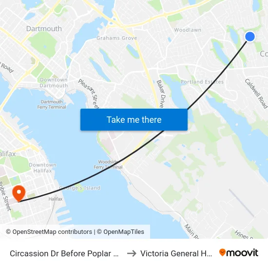 Circassion Dr Before Poplar Dr (6421) to Victoria General Hospital map